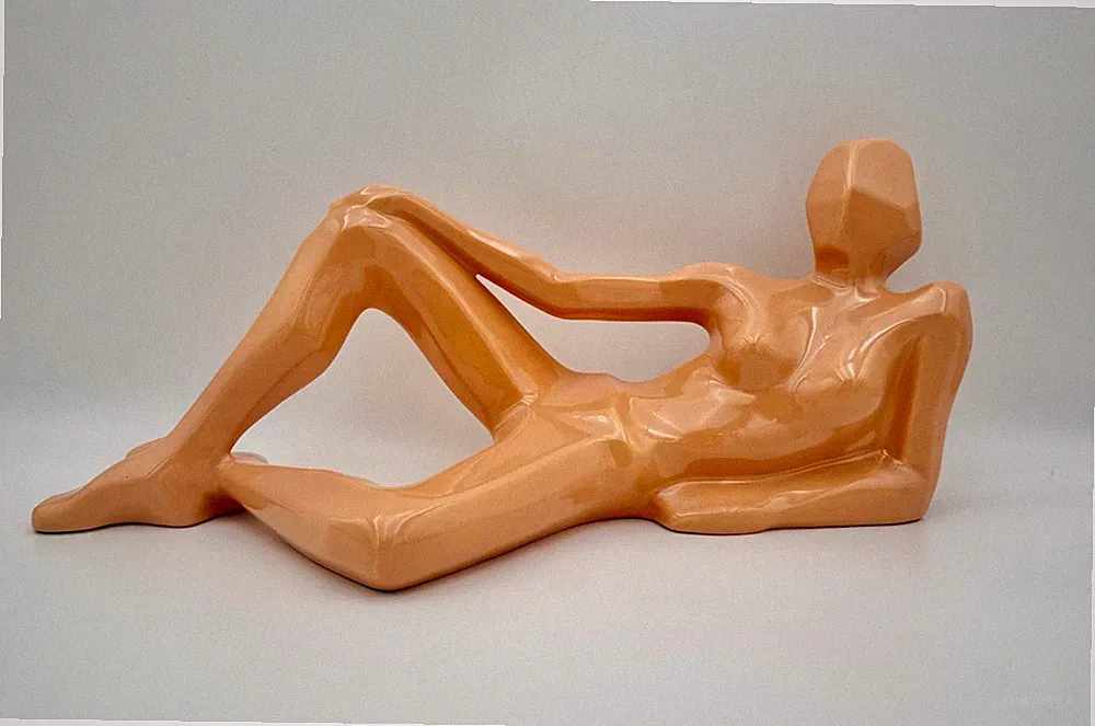 Mid-Century Modernist Jaru Rare Peach Shade Ceramic Reclining Figure, 1976