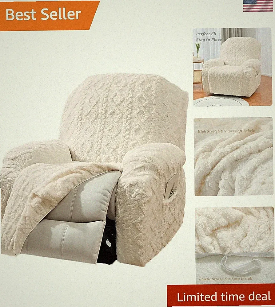 Recliner Chair Cover 4 Pieces Stretchable Unique Protector for Sofa Decor